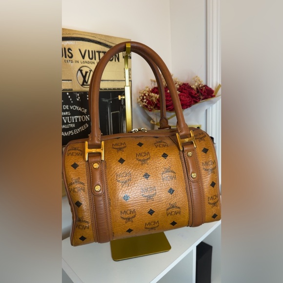 MCM Cognac Boston Bag with bag charm - Picture 8 of 14